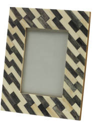 Cadre photo artisanal de luxe en bois massif et incrustations en os, style moderne minimaliste vintage bohème, décoration intérieure, cadeau artisanal - Product Image 4