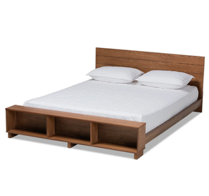 Base de Cama King Moderna de Madera de Teca Sólida con Estante de Almacenamiento Abierto, Mueble de Dormitorio Minimalista de Perfil Bajo, Garantía de 3 Años - Product Image 3