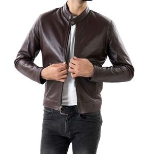 <b>Men's</b> <b>Leather</b> Motorcycle <b>Jacket</b> Genuine <b>Leather</b> Outerwear with Durable Stitching and Premium Finish - Product Image 3