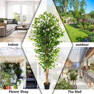 1260 Leaves Truncated Banyan <b>Tree</b> Simulation <b>6FT</b> Solid Wood Green Artificial <b>Tree</b> - Product Image 6