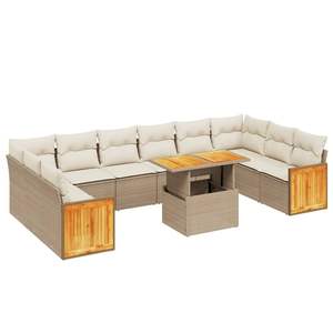 Conjunto de Sofás Modulares Grandes de Ratán Sintético PE Beige para Jardín, Muebles Modulares Cómodos para Exteriores - Product Image 2