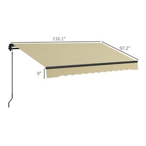 Tenda Parasole Retrattile Beige 10x8 Piedi, Protezione UV 280gsm, Tenda Antivento per Terrazze, Balconi e Giardini, con Staffe per Terrazze 5m - Product Image 3