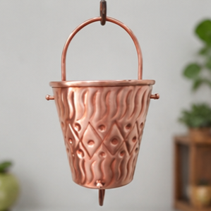 Chaîne de pluie en cuivre suspendue pour seau, décoration de jardin extérieur, style simple - Product Image 5