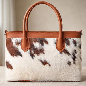 Sac fourre-tout en cuir véritable fait main avec broderie couleur unie et fermeture éclair, sac à bandoulière pour femme en cuir de vachette véritable LHTB-0007 - Product Image 1