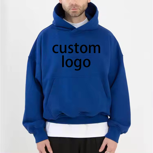 Sweat-shirt à capuche bleu pour homme, coupe ample, en molleton de coton, décontracté, longueur normale, tricoté, pour l'automne - Product Image 4