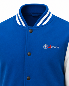 4Force <b>Men</b> Blue Varsity <b>Jacket</b> With <b>White</b> Sleeves Embroidered Logo Front Button Closure Preppy Style Autumn Wear Varsity <b>Jackets</b> - Product Image 6