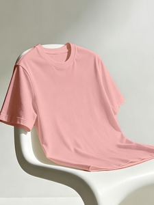 Camiseta Unisex de Algodón, Cuello Redondo, Manga Corta, Estilo Casual, Color Sólido, Diseño Anime, Tela Jersey, para Primavera/Verano - Product Image 5