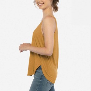 Nouveau débardeur pour femme jaune moutarde à col rond, tricoté, décontracté, couleur unie, respirant et sans manches - Product Image 6