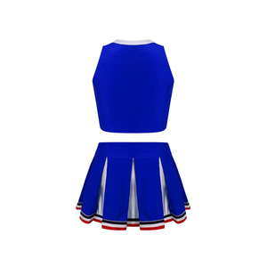 Costume de cheerleading personnalisé pour femmes, uniforme en tissu polyester respirant, tenue de danse pour équipe scolaire, coupe athlétique confortable et douce, avec logo - Product Image 2