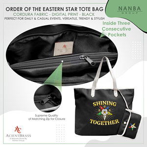 กระเป๋าโท้ทสีดำลาย Black OES Shining Together Order of the Eastern Star Journal Order of the Eastern Star Masonic - Product Image 5