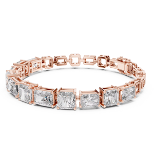 Pulsera Clásica de Diamantes Cultivados en Laboratorio, Corte Radiante y Princesa, para Caballero, con Doble Cierre, Oro Rosa Sólido de 18K, Bañado en Rodio, de Tercera Parte - Product Image 1
