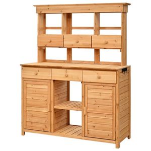Tavolo da Giardino Alto 65.7FT con 3 Ripiani e Vetrina, Video di Montaggio Fornito, Stazione di Lavoro per Patio con 6 Cassetti - Product Image 6