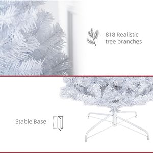 Albero di Natale Artificiale Realistico in Abete Douglas Sottile, Non Illuminato, con Decorazioni Natalizie per Halloween - Product Image 3
