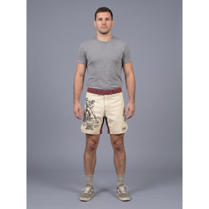 Shorts de combat rétro en polyester extensible 4 directions, sublimés sur mesure, poids lourd 240 GSM, vintage, pour entraînement MMA BJJ, pour hommes - Product Image 1