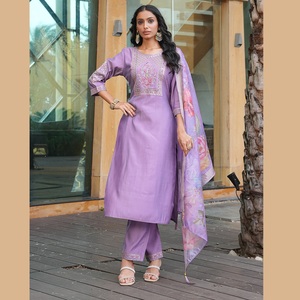 Beautiful Women's Purple <b>Kurti</b> Set 3/4 Sleeve Cotton Silk Full Stitched for Regular and Festive Occasions - Product Image 1