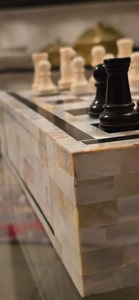 Handcrafted Portable <b>Square</b> Bone Inlay Chess <b>Set</b> Carved Board Game Pieces Animal Style Geometric Decor Gift - Product Image 5