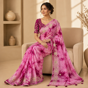 CHOHAN TEXTILE Saree de créateur vintage rose Upada en modal, protection solaire, vente en gros, bordure épaisse, robe de soirée élégante pour femme, mariage - Product Image 2