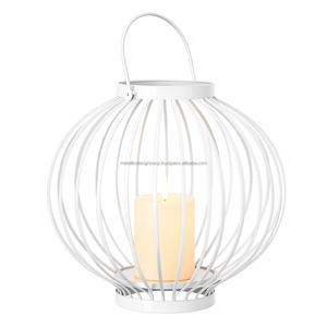 Linterna de tarro de vela de hierro blanco moderno, luz de decoración colgante elegante para sala de estar interior, jardín o Patio para Navidad - Product Image 5