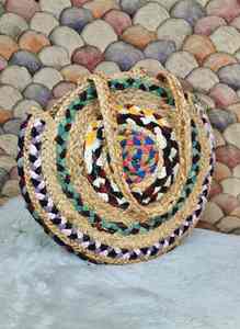 Bolso de Mano Redondo de Yute Ecológico Hecho a Mano, Bolso Tote Casual para Mujer - Product Image 5