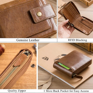 Tarjetero Bifold Multifuncional de Cuero Genuino con Protección RFID Antirrobo, Diseño Personalizado, Venta al Por Mayor, con Empaque de Marca Personalizada - Product Image 5