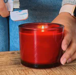 Pot à bougie en verre givré de qualité supérieure avec couvercle en bois, récipient pour bougie parfumée, décoration d'intérieur, cadeau, porte-bougie, logo personnalisé - Product Image 1