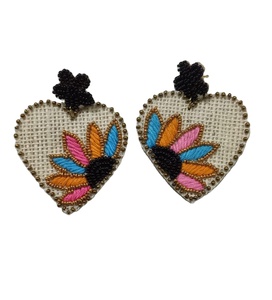 Pendientes de bordado de gota con cuentas Pendientes de bordado de cuentas de madera y semillas de calidad Pendientes de cuentas de diseño personalizado para regalo - Product Image 4