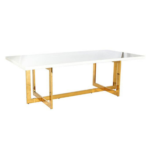 Table à manger rectangulaire moderne, durable et écologique avec plateau en marbre et pieds en métal doré, 4 places, meubles pour la maison - Product Image 4
