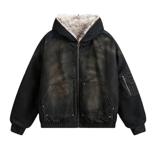 Fashion <b>Work</b> Fleece Plaid Acid Wash Duck Canvas Vintage Outwear Bomber <b>Hoodie</b> 100% Cotton Lined Breathable Winter Regular <b>Men</b> - Product Image 3