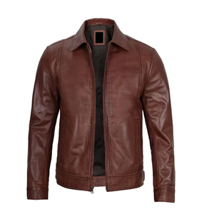 Veste en cuir pour homme de haute qualité, sur mesure, coupe slim, style streetwear, respirante, col montant, en cuir - Product Image 4