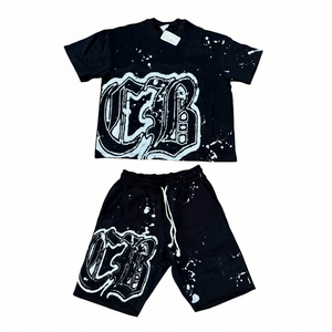 ชุดเซ็ตเสื้อยืดแขนสั้นลำลองสไตล์สตรีทแวร์สำหรับฤดูใบไม้ร่วง ไซส์ใหญ่พิเศษ ผลิตจากโพลีเอสเตอร์/ไนลอน 2:1 สำหรับผู้ชายและผู้หญิง  รับสกรีนโลโก้ตามแบบ - Product Image 4