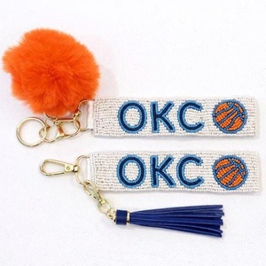 Hot Selling Fashion Game Day Sports <b>Wristlet</b> Custom College Fan Key Holder Gold Adjustable Lobster Clasp Keychains Promotional - Product Image 3