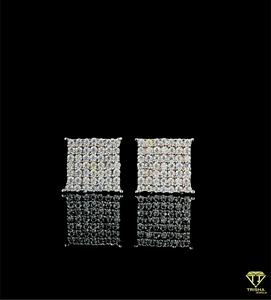 Boucles d'oreilles carrées Hip Hop Bling, finition or blanc, bijoux streetwear de luxe, accessoire de mode pour hommes et femmes, tendance pour les soirées et les clubs - Product Image 6
