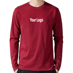 Camiseta de manga larga de color sólido, 100% algodón, informal, ligera, transpirable, con cuello redondo, para hombre, fabricada a medida OEM/ODM. - Product Image 1