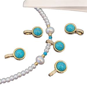 Turquoise 3-4mm Freshwater Pearl Necklace Natural Buckle Pendant Fashion Beaded Necklaces for <b>Girlfriend</b> - Product Image 5