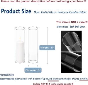 Porte-bougie en verre transparent à cheminée haute et personnalisée de 2,5 po de largeur x 14 po de hauteur avec deux côtés ouverts et un cache-tube pare-vent - Product Image 4