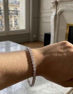 Bracelet tennis en moissanite pour femme, élégant, scintillant, luxueux, aspect diamant, bijoux fins, cadeau de mode - Product Image 5