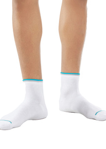 Chaussettes de sport blanches en gros, à rayures, respirantes, en coton doux, courtes, pour la course, décontractées, athlétiques, unisexe - Product Image 5