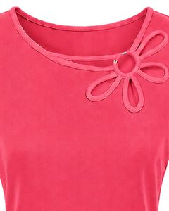 Customized Hot Pink Women Casual T Shirt Floral <b>Ring</b> Neck Short Sleeve Summer Fashion Soft <b>Stretch</b> Ladies Tee Blouse Top Wear - Product Image 5