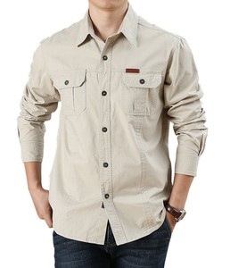 Camiseta Casual de Manga Larga, 100% Algodón Tejido, Lisa, Antiarrugas, Transpirable, Talla Grande, para Otoño - Product Image 5