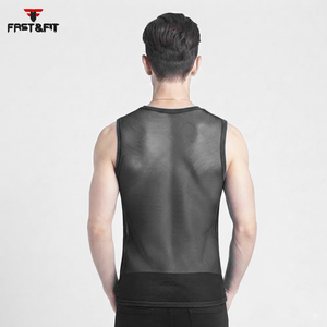 Factory Price Breathable Plain Dyed Men Sports Mesh Sleeveless Mesh <b>Singlets</b> for Men Transparent Vest for Sale Transparent Vest - Product Image 5
