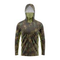 Chemise de pêche à manches longues pour homme, imprimée par sublimation, anti-UV, à capuche, bleue, séchage rapide, motif imprimé, compression – Meilleure vente