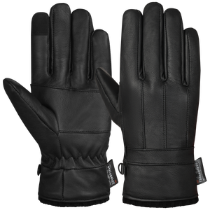 Guantes Térmicos de Invierno de Cuero Negro Impermeables al por Mayor OEM para Ciclismo, Uso en Exteriores, Pantalla Táctil y Seguridad al Conducir - Product Image 1