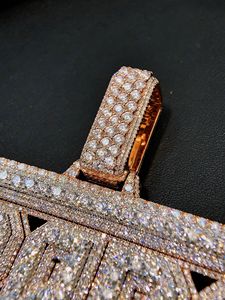 Pendentif Lettre Personnalisé Unisexe en Argent 925 et Moissanite, Plaqué Or Rose et Rhodium, Style Hip Hop Luxe, Breloque de Collier - Product Image 4