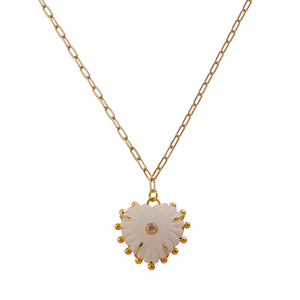 Collar con Colgante en Forma de Corazón, Chapado en Oro, Cadena de Eslabones, Estilo Clásico, Joyería para Uso Diario, Regalo - Product Image 1