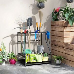 3-Tier Garden <b>Tool</b> Organizer with <b>Hooks</b> for Garage Storage - Product Image 1