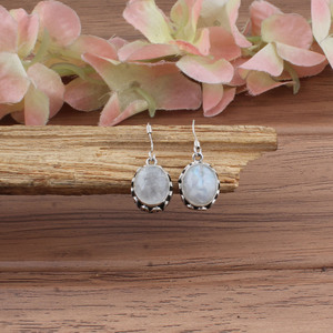 Natural Rainbow Moonstone Drop <b>Earrings</b> 925 Sterling <b>Silver</b> Women's Luxury Jewelry for <b>Wedding</b> Party Anniversary Gift - Product Image 1