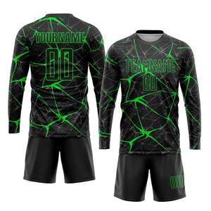 Camiseta de Fútbol Sublimada Personalizada para Hombre, Negra y Verde con Patrón de Grietas, Manga Corta, Absorbe la Humedad, Ajuste Atlético, Ropa de Equipo - Product Image 5