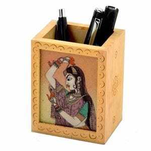 Porte-stylos rotatif en bois à trois niveaux multifonctionnel, organisateur de bureau fait main, décoration pour la maison, le bureau et le salon, écologique - Product Image 2
