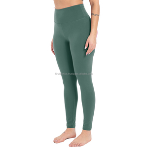 Leggings de yoga taille haute couleur unie pour femmes, pantalons de sport personnalisables, tissu respirant anti-humidité, grandes tailles - Product Image 1
