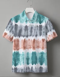 Men's Hand-Painted Pattern Short Sleeve for Shirt Casual Breathable Cotton Jersey Fabric 180g Digital Printed Front Logo - Product Image 2
